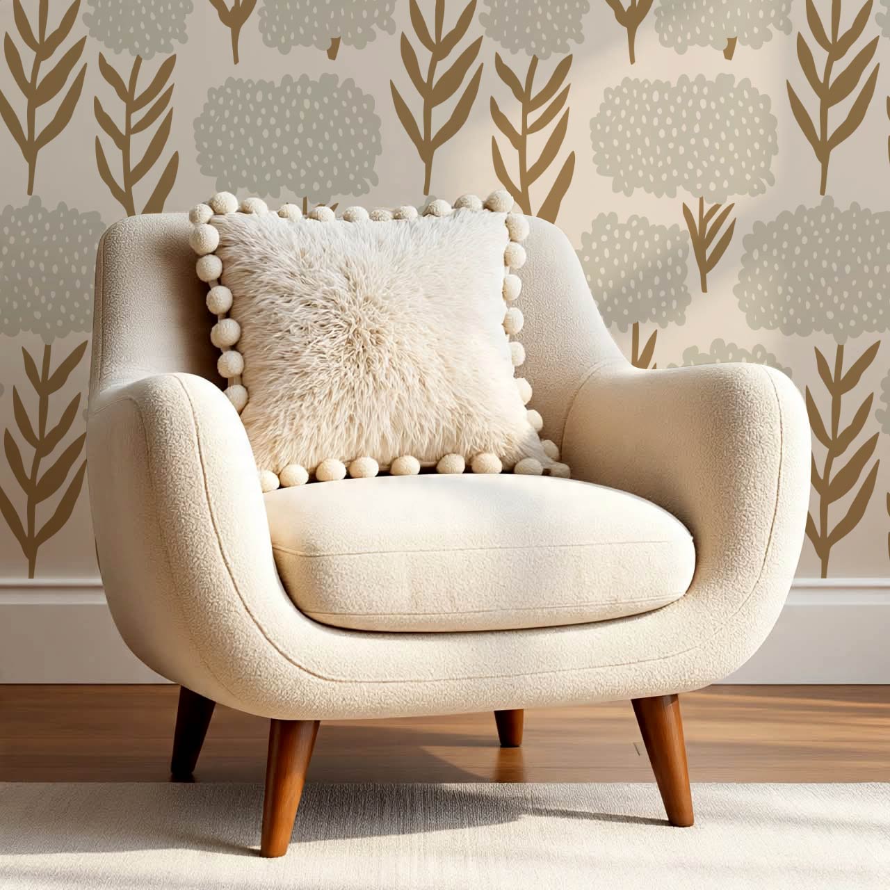 Charlotte Folk Blossom Parchment Wallpaper