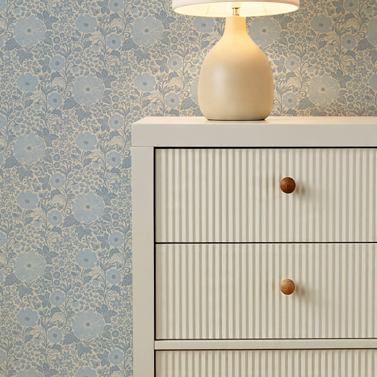 Clarette Vintage French Blue Blooms Wallpaper