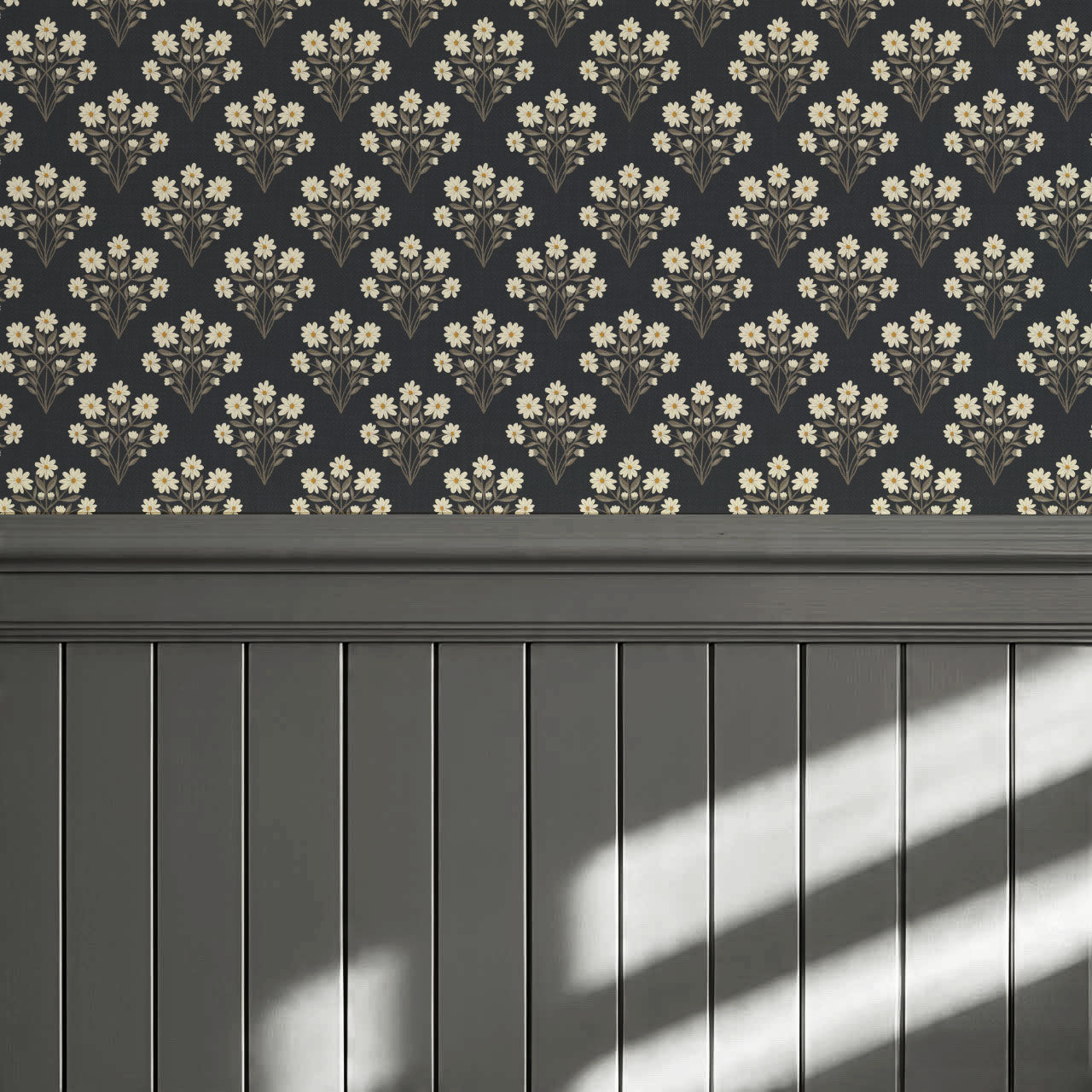 Colette Daisy Scallop Slate Wallpaper