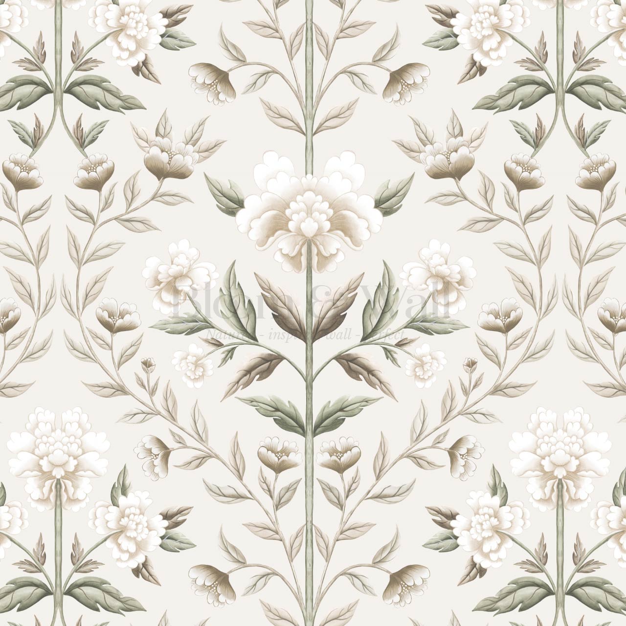Concetta Peony Cottage Garden Veil Beige Wallpaper