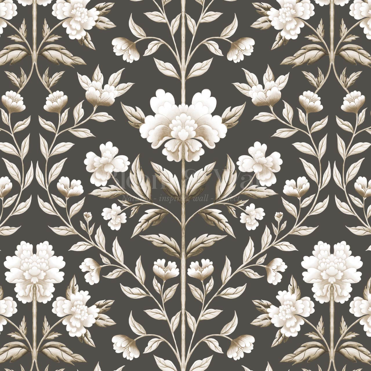 Concetta Peony Cottage Garden Veil Earth Wallpaper