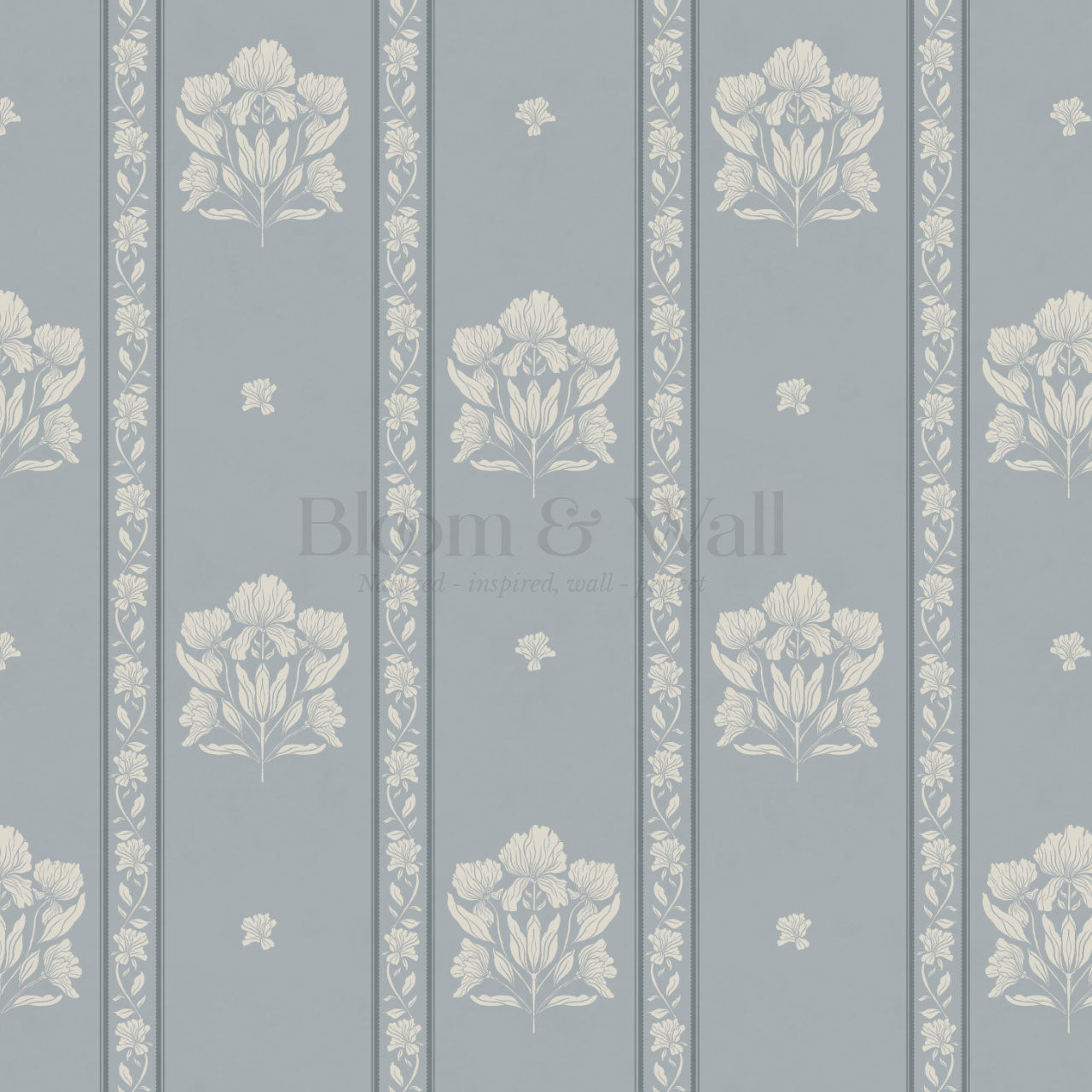 Cora Garden Tapestry Vintage Blue Wallpaper