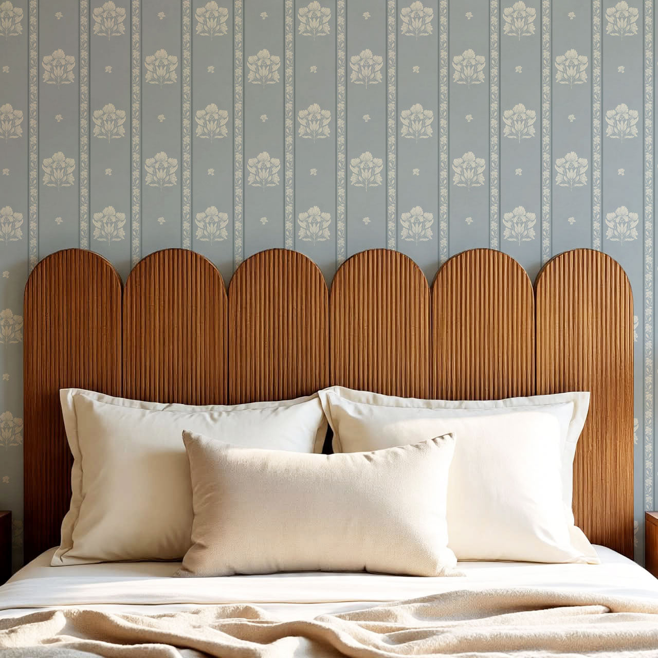 Cora Garden Tapestry Vintage Blue Wallpaper