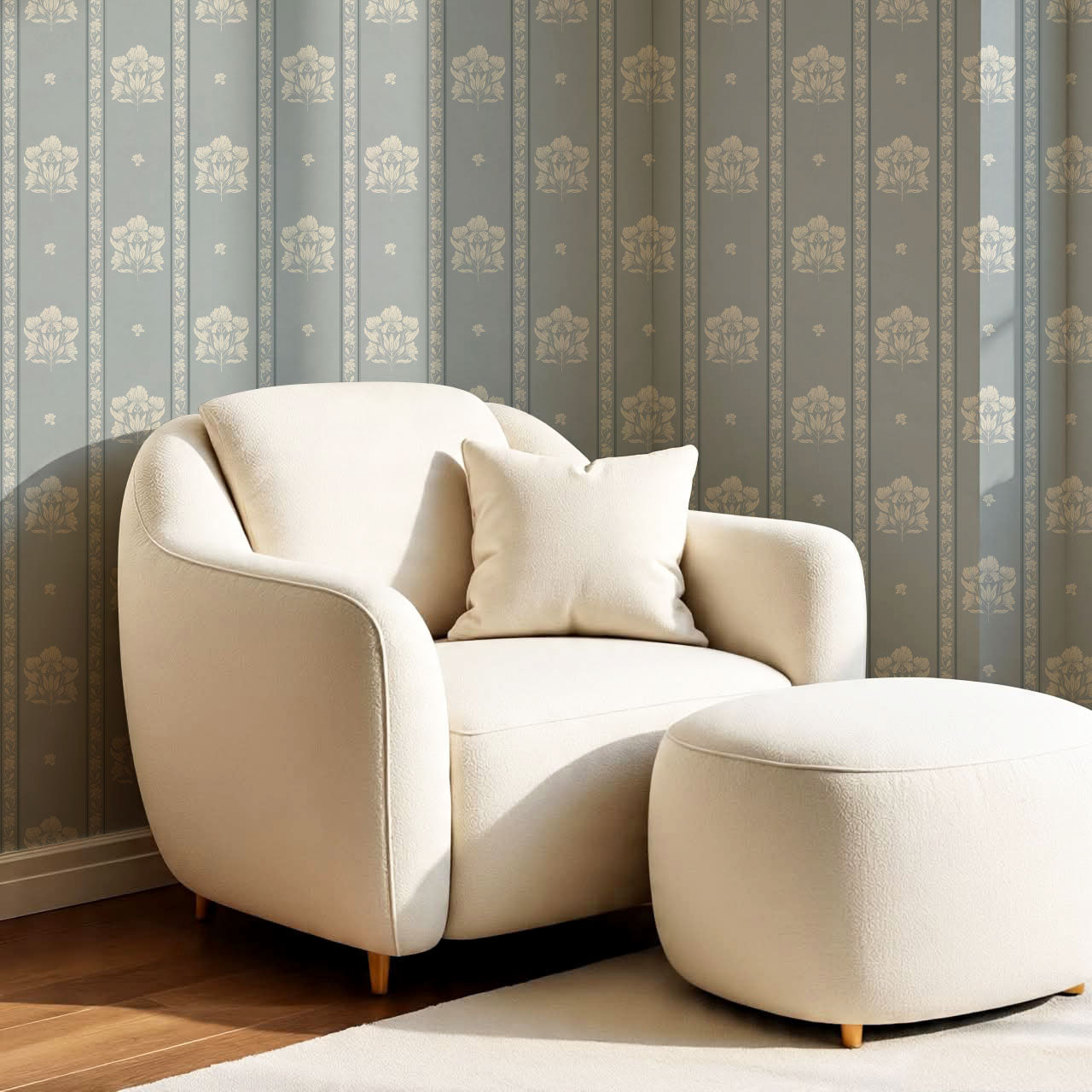 Cora Garden Tapestry Vintage Blue Wallpaper