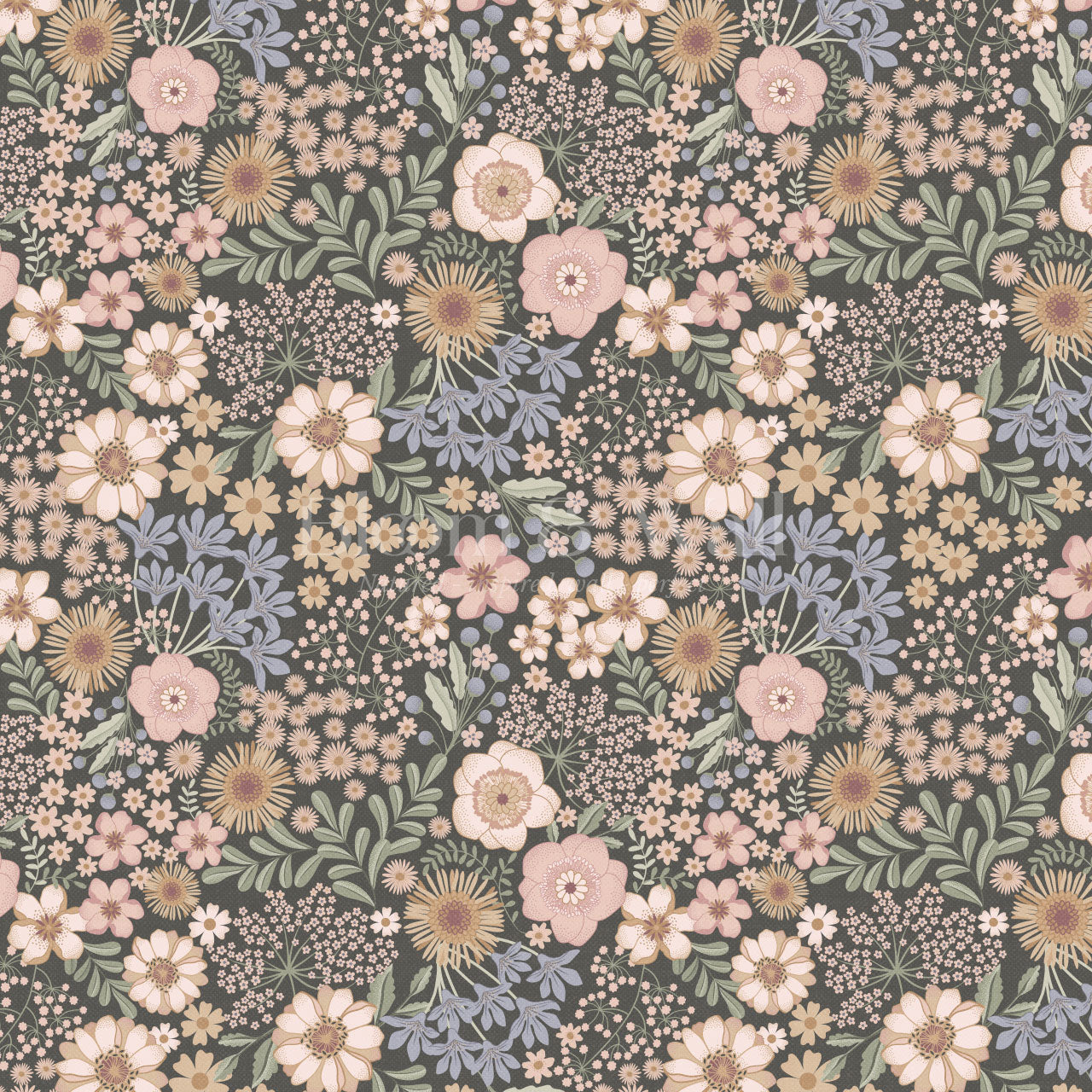 Corinne Summer Garden Slate Wallpaper