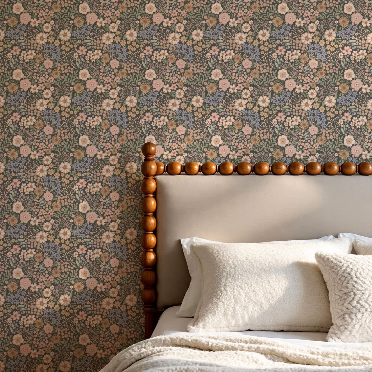 Corinne Summer Garden Slate Wallpaper