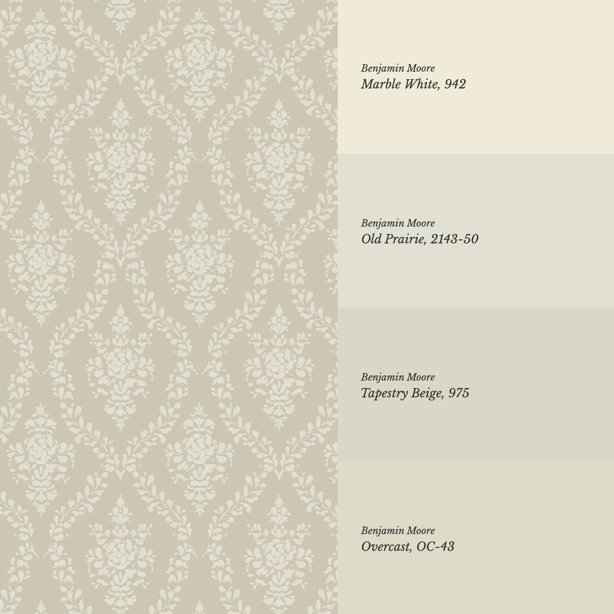 Dace Botanic Damask Stone Ivory Wallpaper