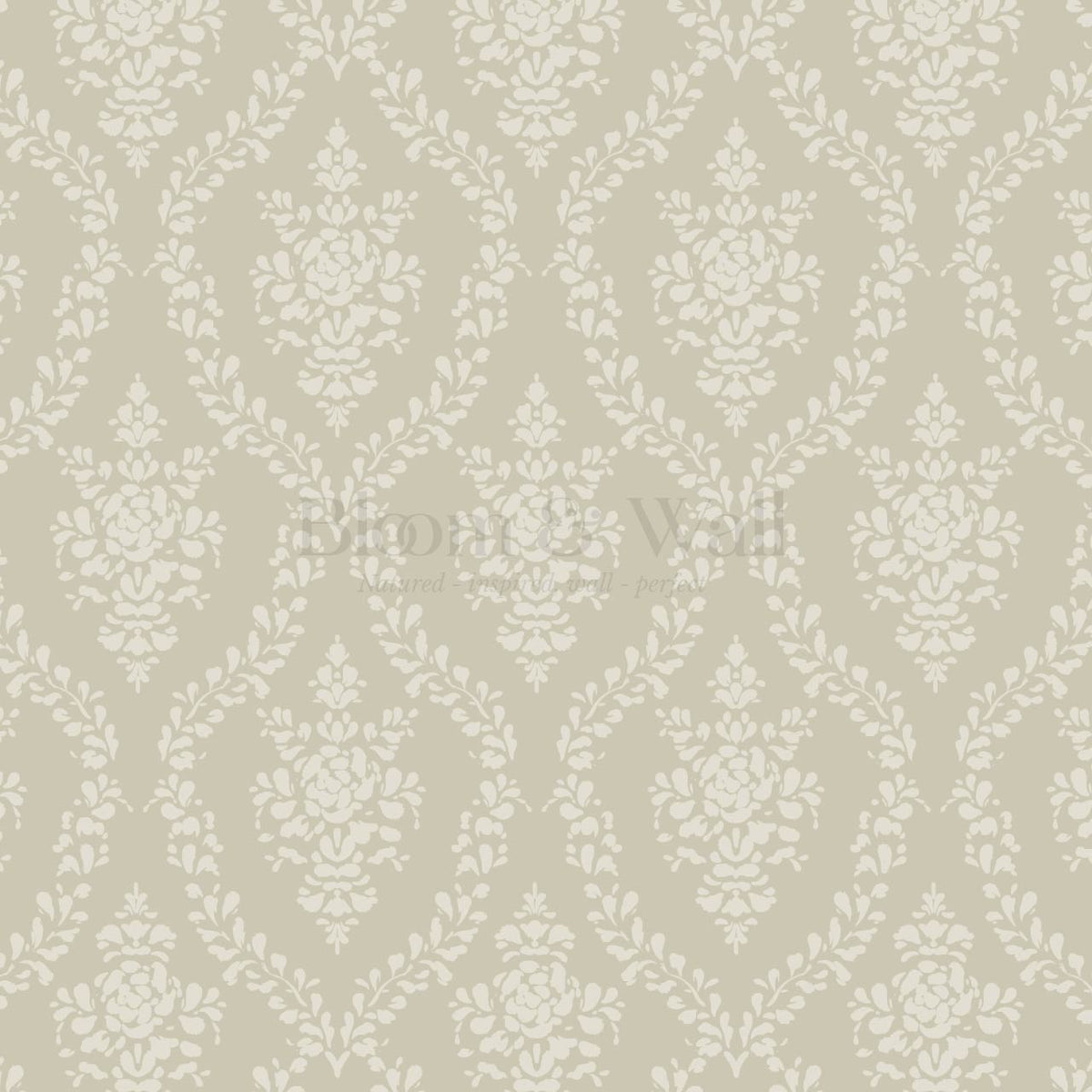 Dace Botanic Damask Stone Ivory Wallpaper
