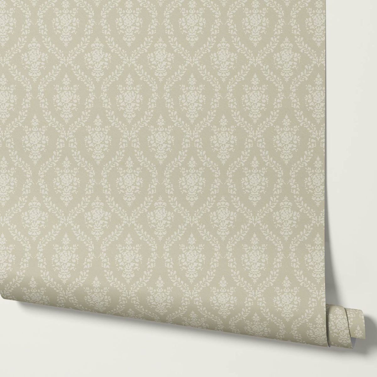 Dace Botanic Damask Stone Ivory Wallpaper