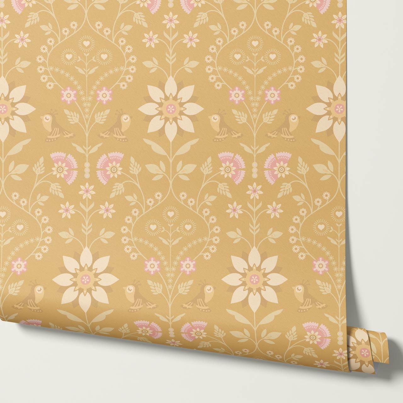 Daina Meadowcrest Amber Pink Wallpaper
