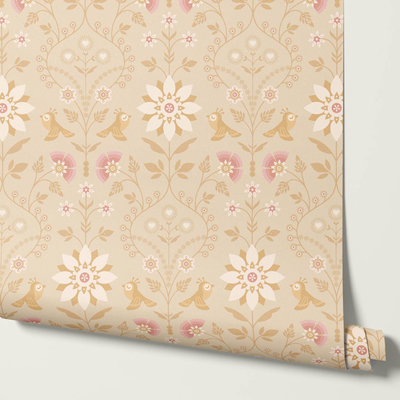 Daina Meadowcrest Coral Peach Wallpaper