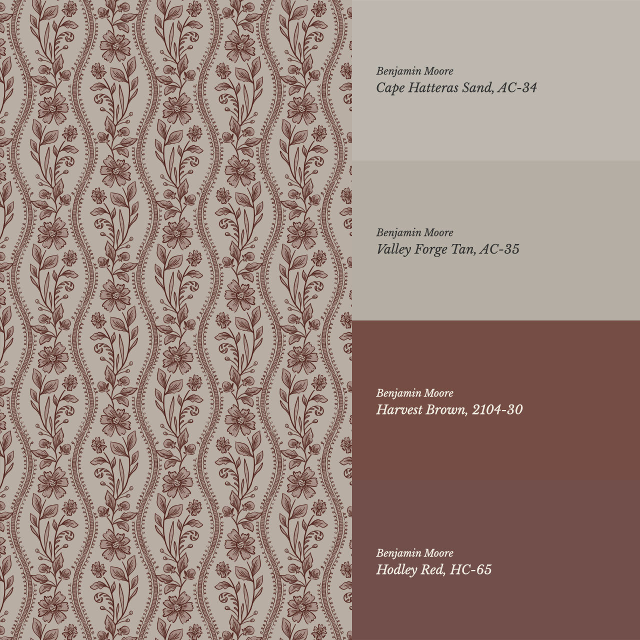 Diana Vintage Vines Mahogany Mauve Wallpaper