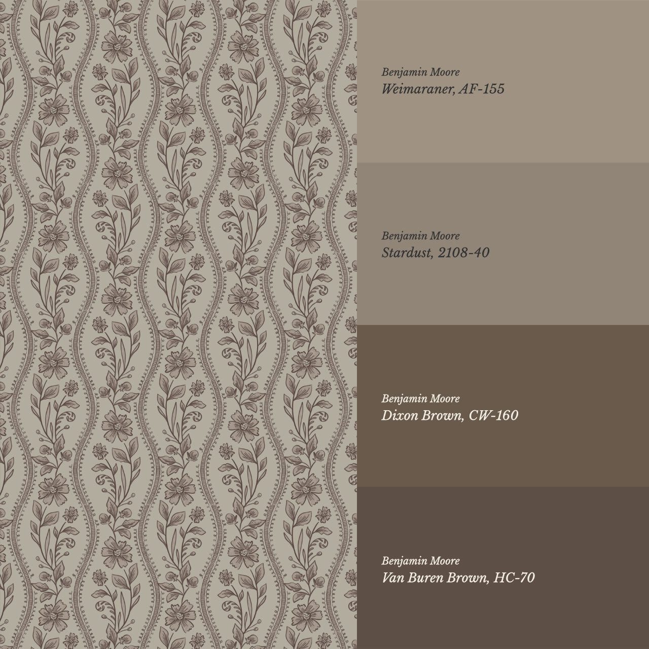 Diana Vintage Vines Stone Gray Brown Wallpaper