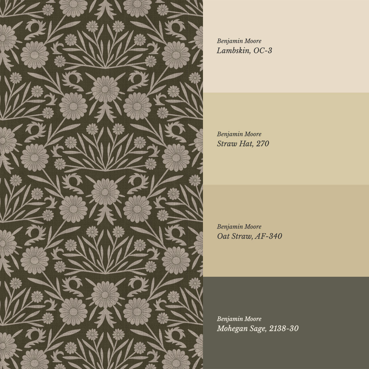 Daisy Antique Motif Sandstone Brown Wallpaper