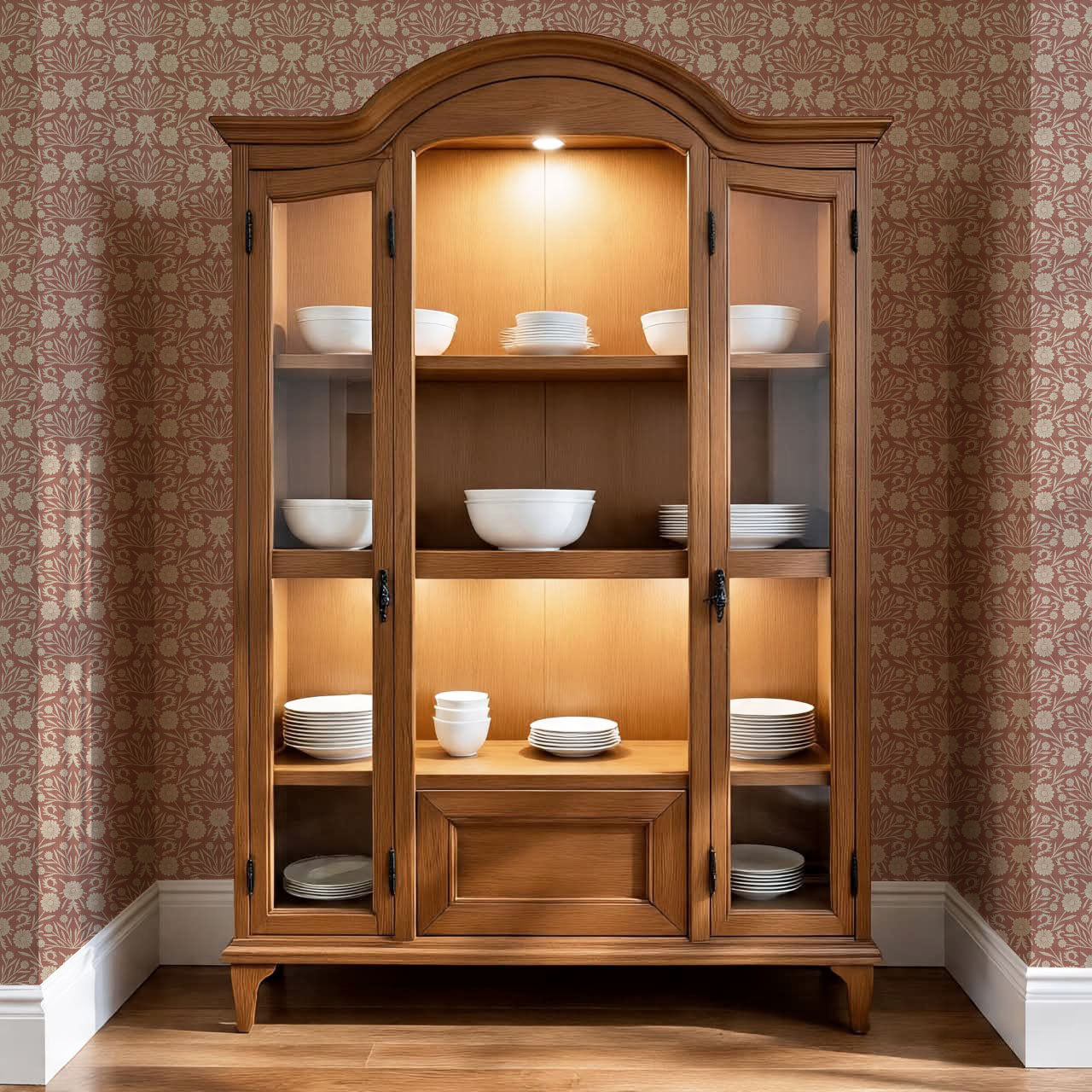 Daisy Antique Motif Oyster Terracotta Wallpaper