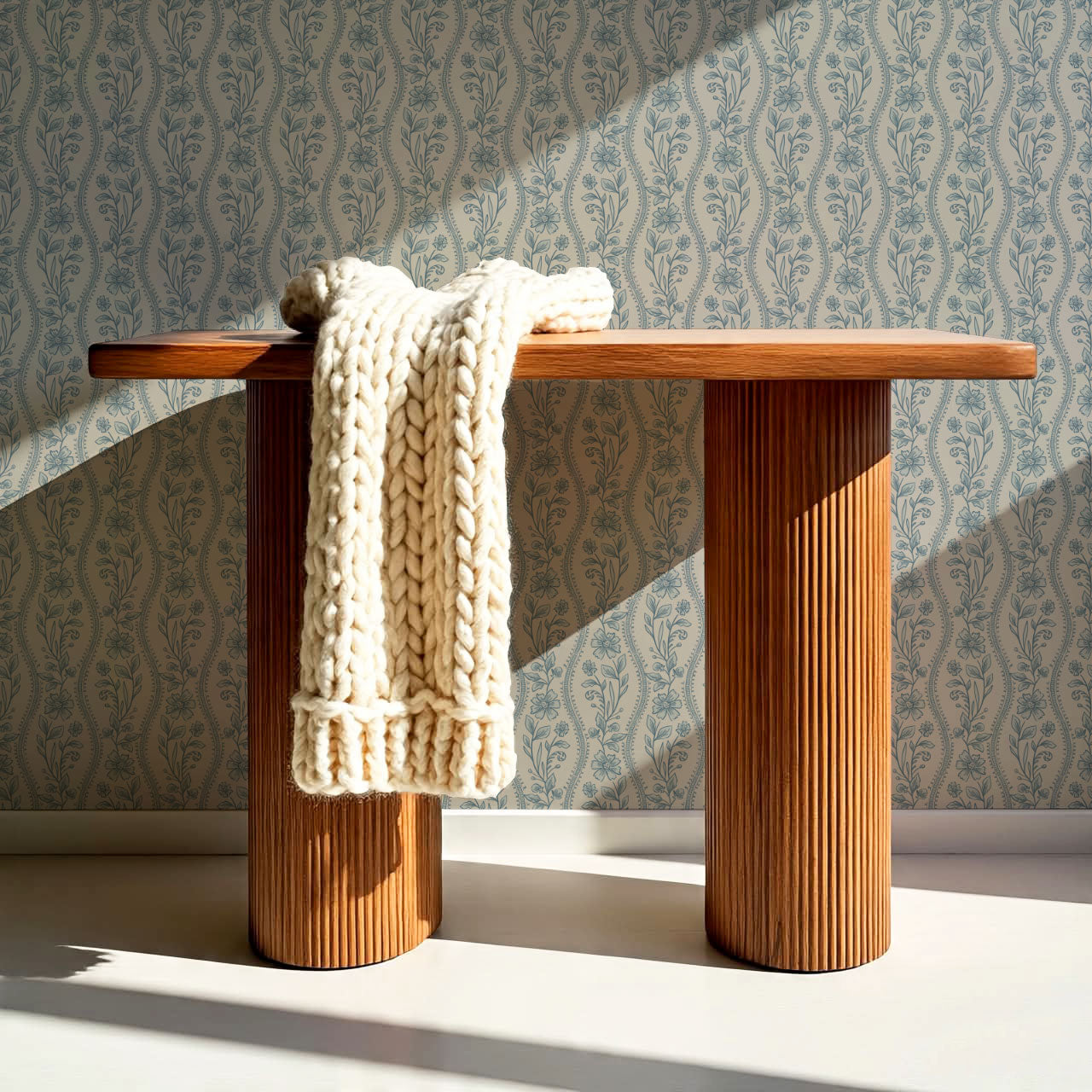 Diana Vintage Vines Haze Gray Blue Wallpaper