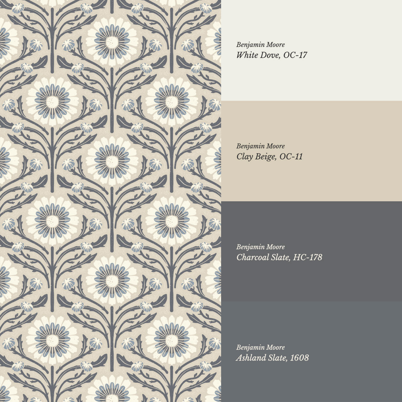 Daisy Blooms Slate Blue Wallpaper