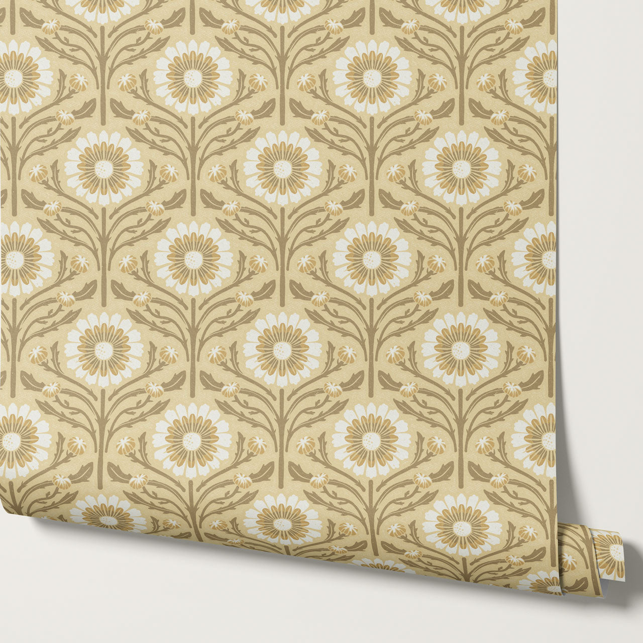 Daisy Blooms Gold Wallpaper