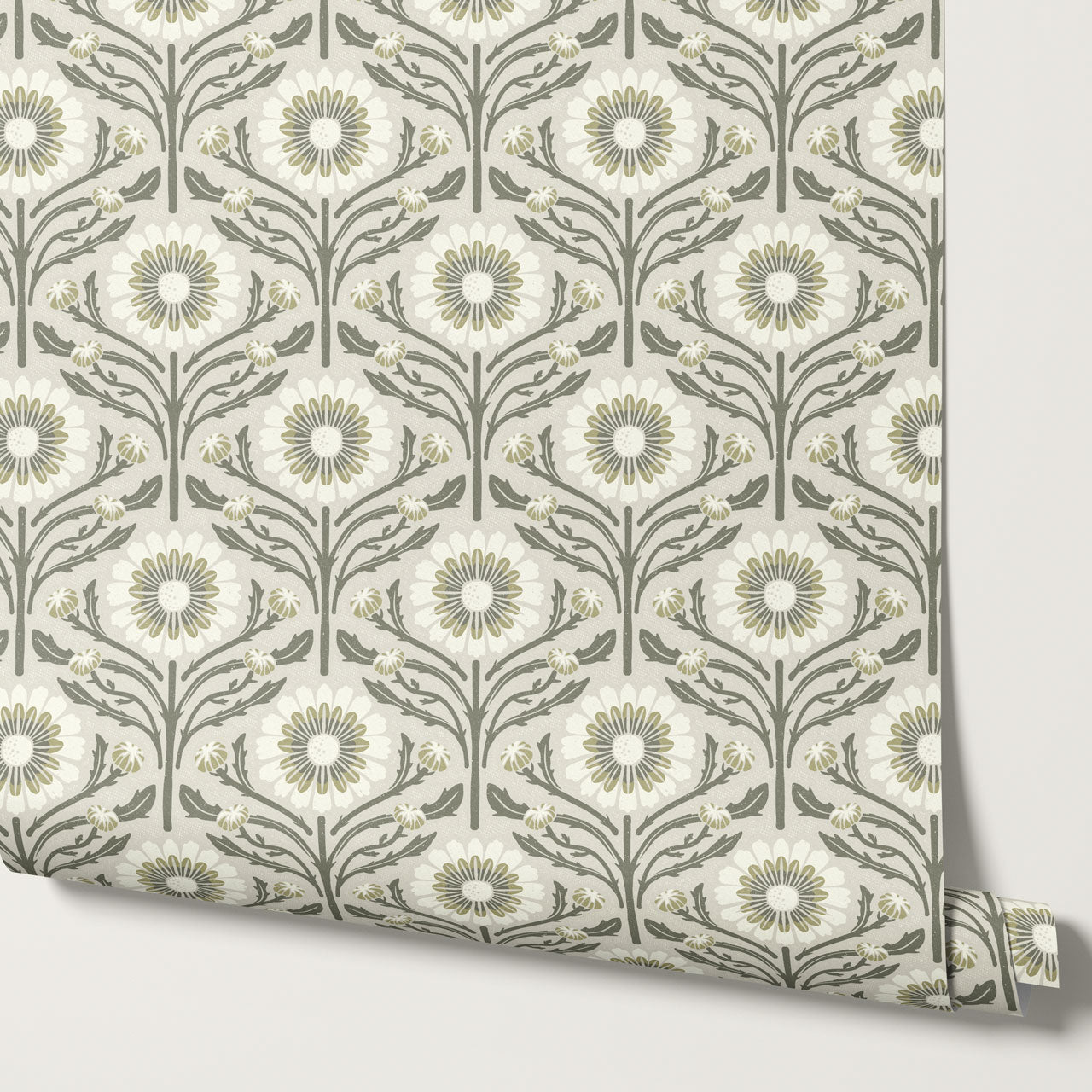 Daisy Blooms Sage Wallpaper