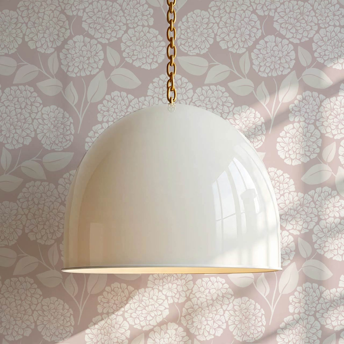 Dalia Hydrangea Cascade Soft Rose Cream Wallpaper