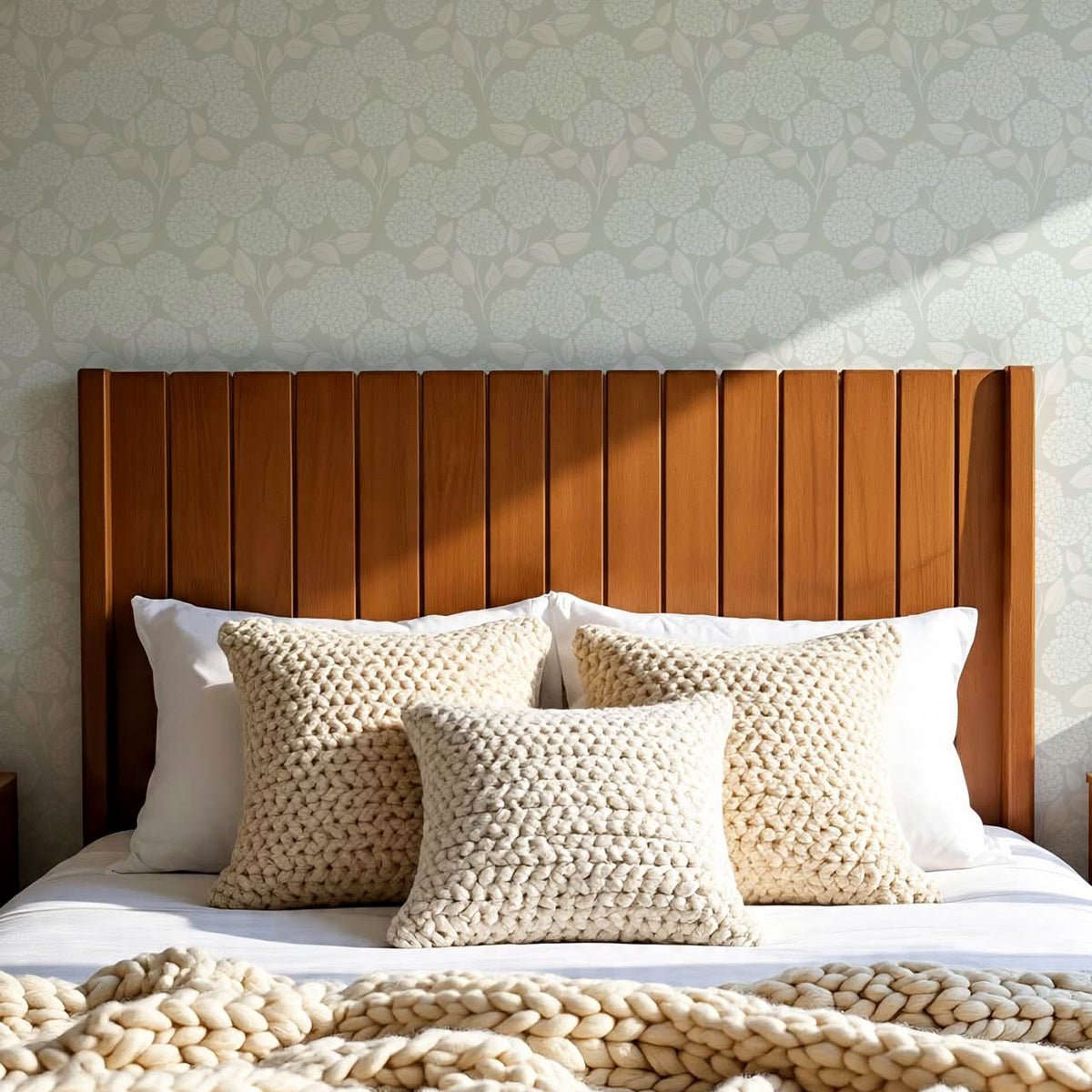 Dalia Hydrangea Cascade Soft Pastel Sage Wallpaper