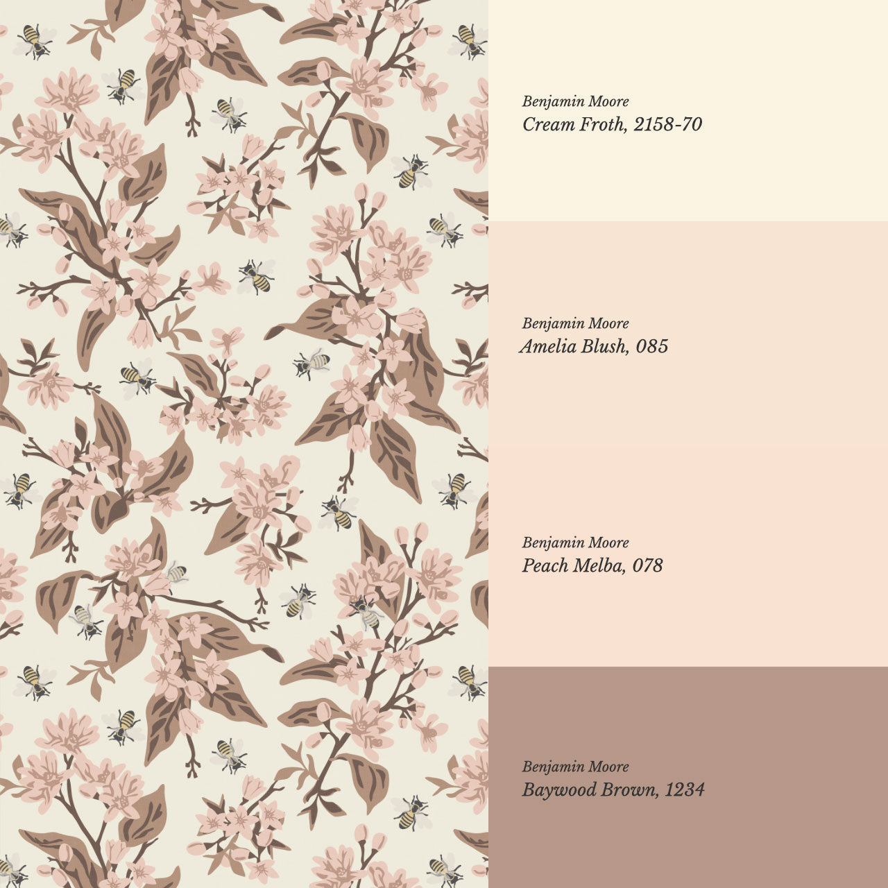 Danna Flowers & Bees Mauve Wallpaper