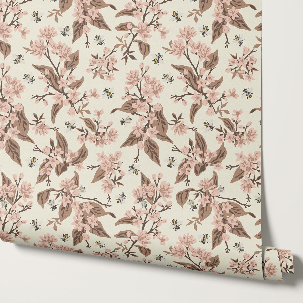 Danna Flowers & Bees Mauve Wallpaper