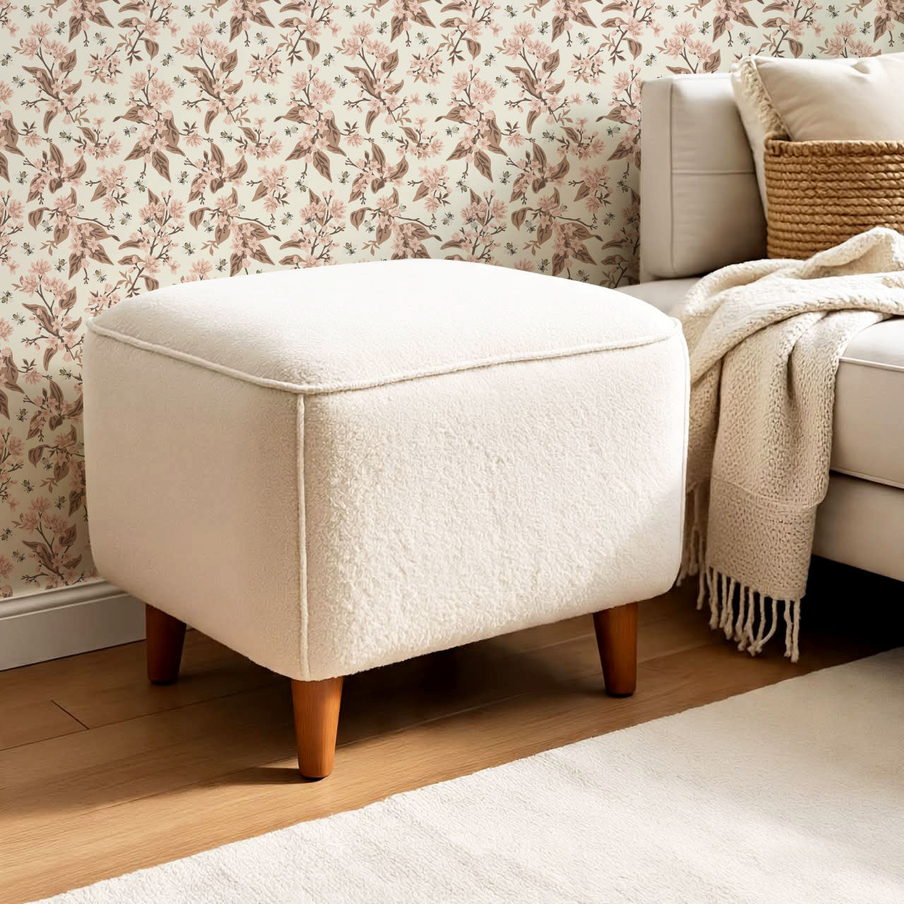 Danna Flowers & Bees Mauve Wallpaper