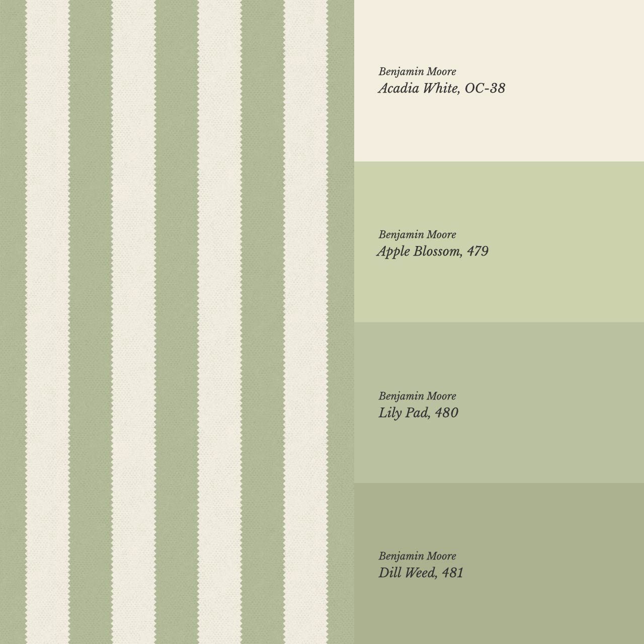 Darta Cabana Stripes Fern Cream Wallpaper