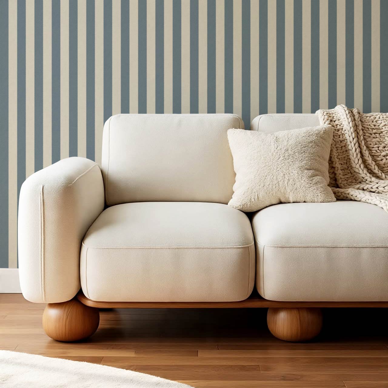 Darta Cabana Stripes Blue Stone Wallpaper