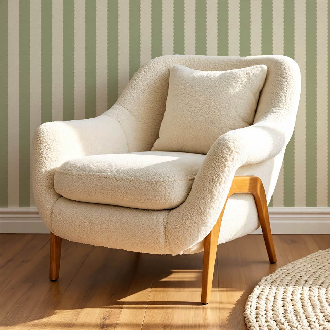 Darta Cabana Stripes Fern Cream Wallpaper