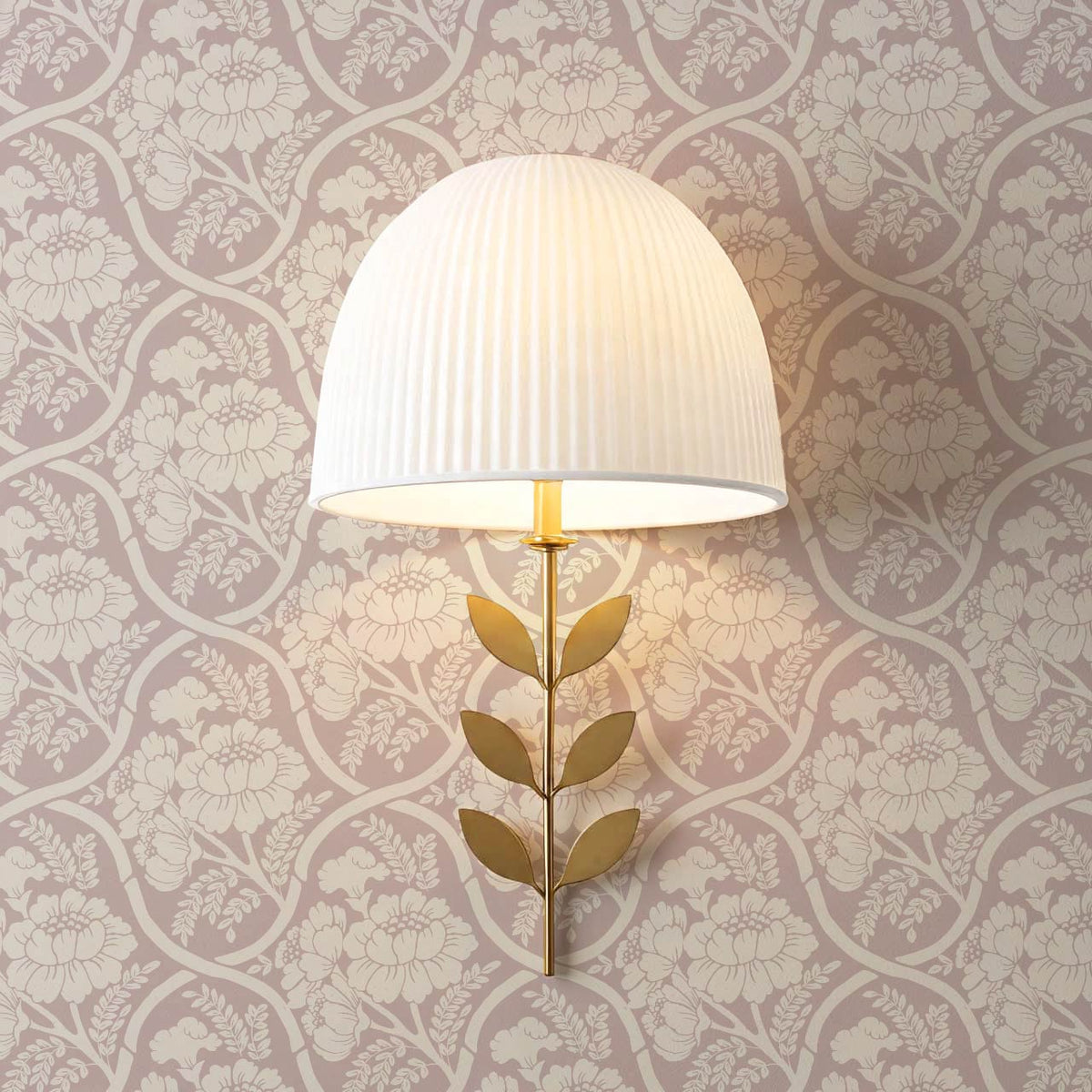 Delfina Peony Bamboo Trellis Mauve Plum Ivory Wallpaper