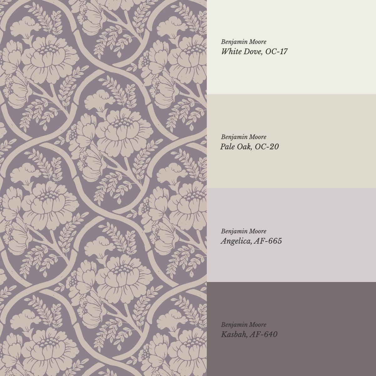 Delfina Peony Bamboo Trellis Blue Plum Beige Wallpaper