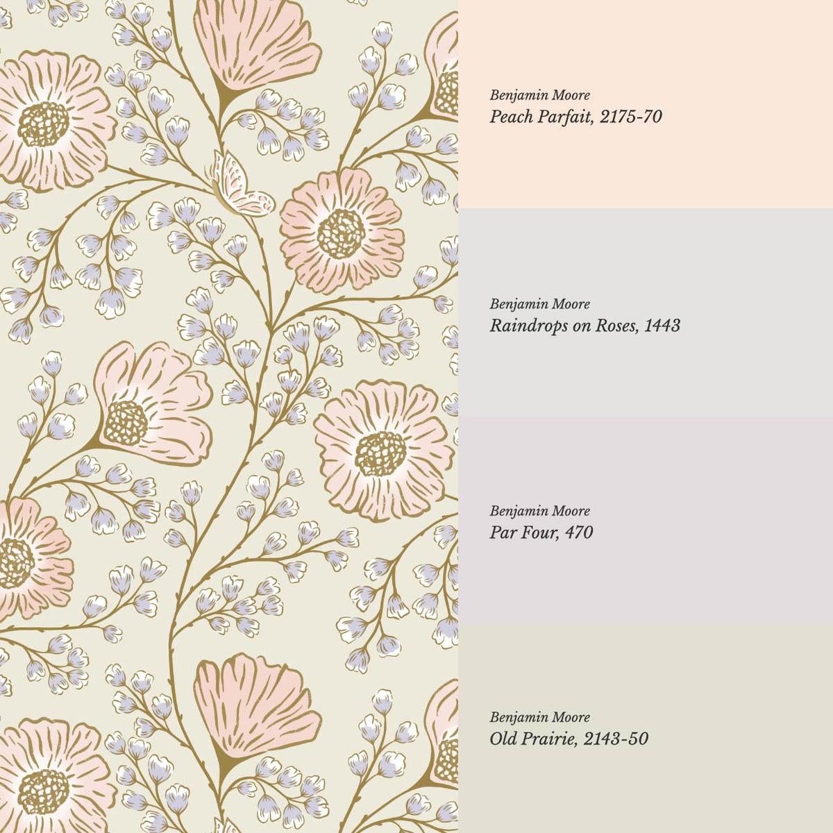 Della Flower Grove Sky Peach Lilac Wallpaper