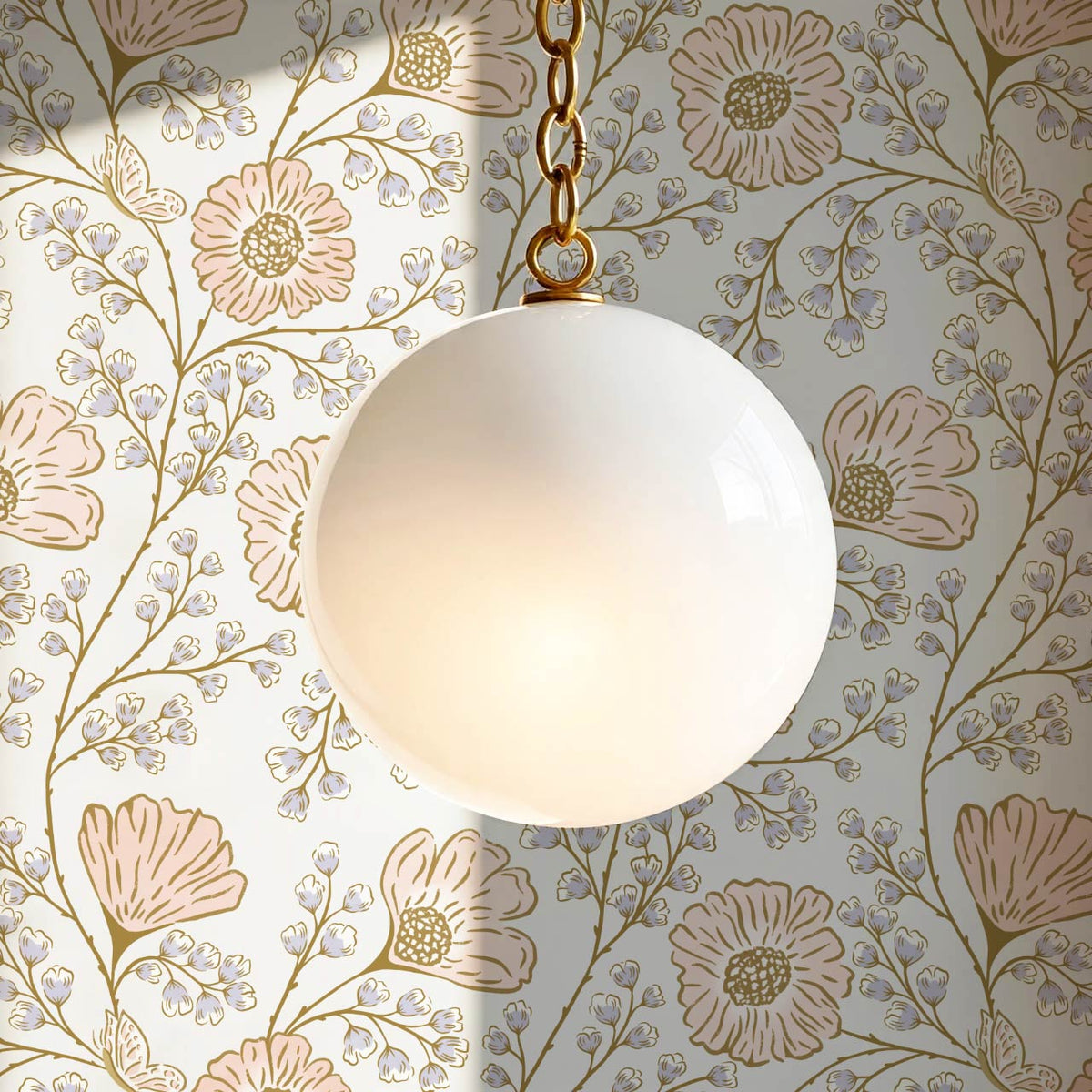 Della Flower Grove Sky Peach Lilac Wallpaper