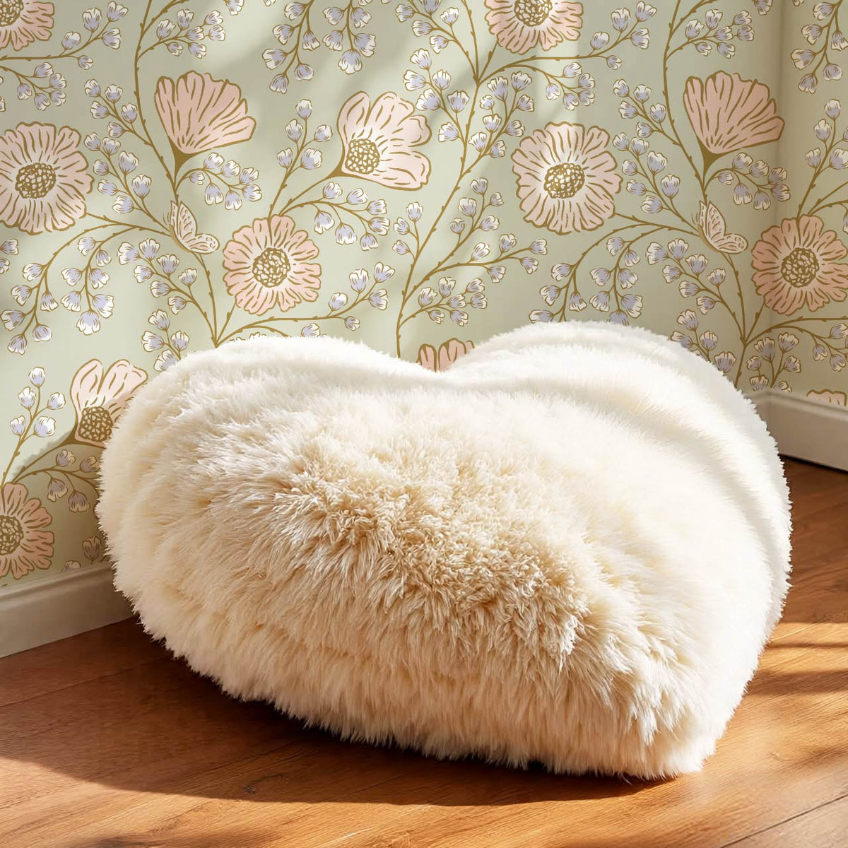 Della Flower Grove Sage Peach Lilac Wallpaper