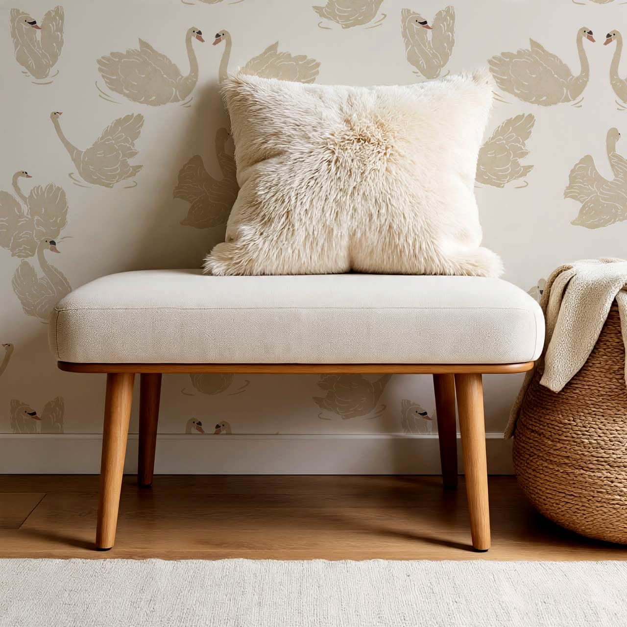 Deva Swan Lake Cream Beige Wallpaper