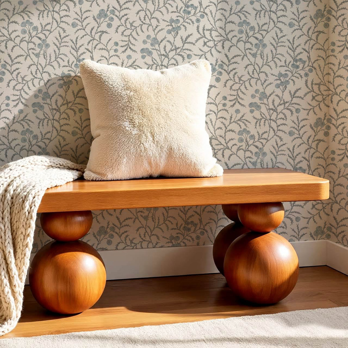 Dorotea Wild Meadow French Blue Bone Wallpaper