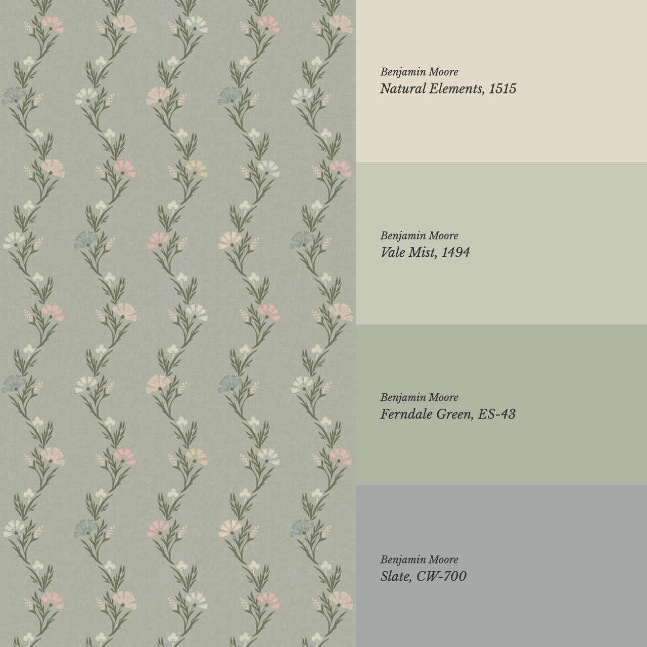 Eden Blooming Vines Antique Teal Wallpaper