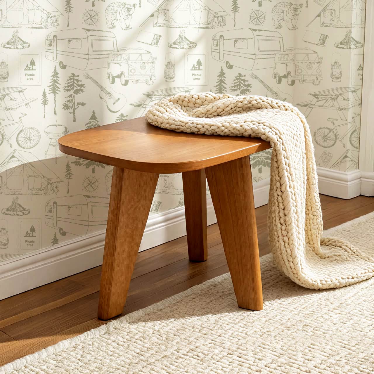 Eha Camping Toile Ivory Sage Wallpaper