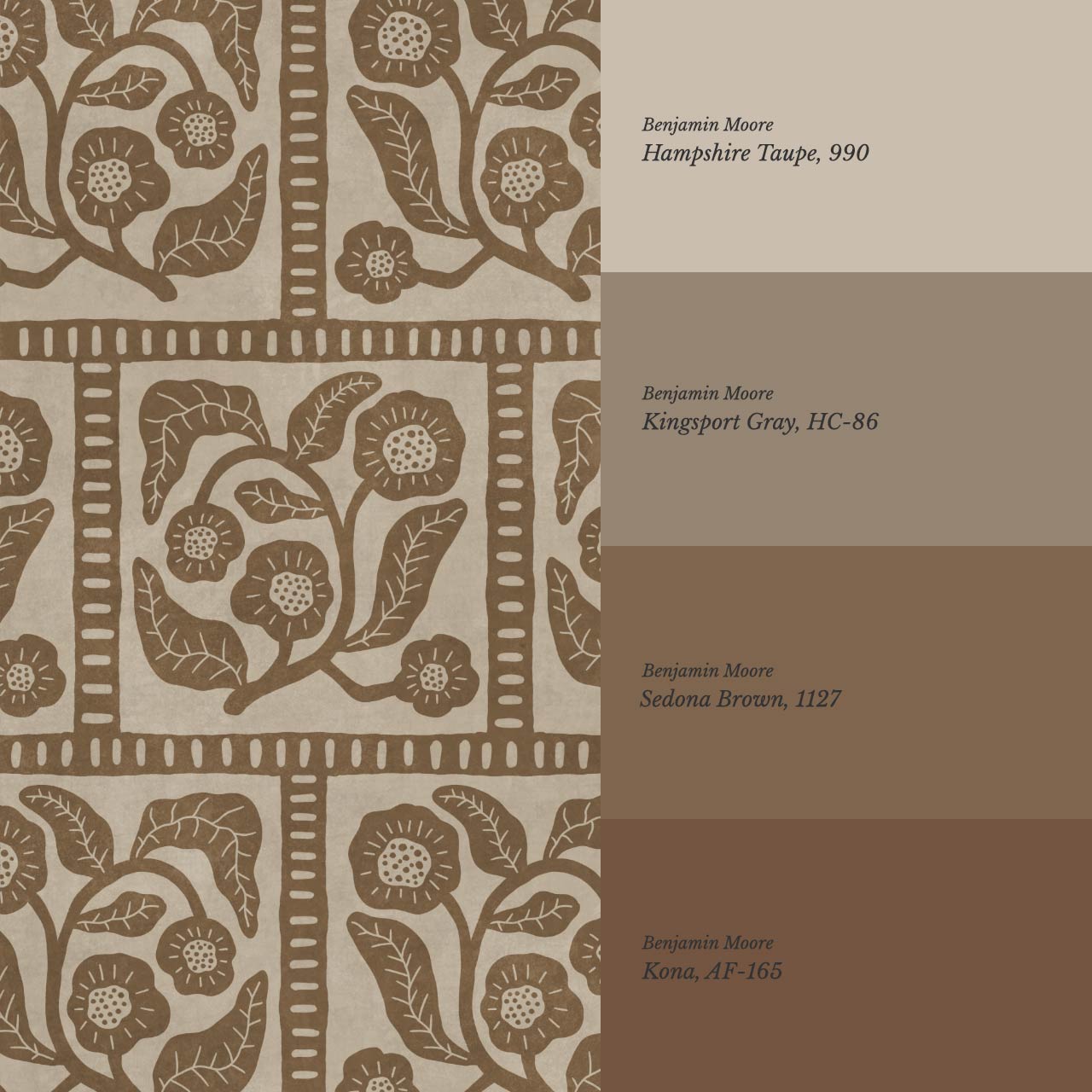 Eira Folk Art Squares Brown Beige Wallpaper