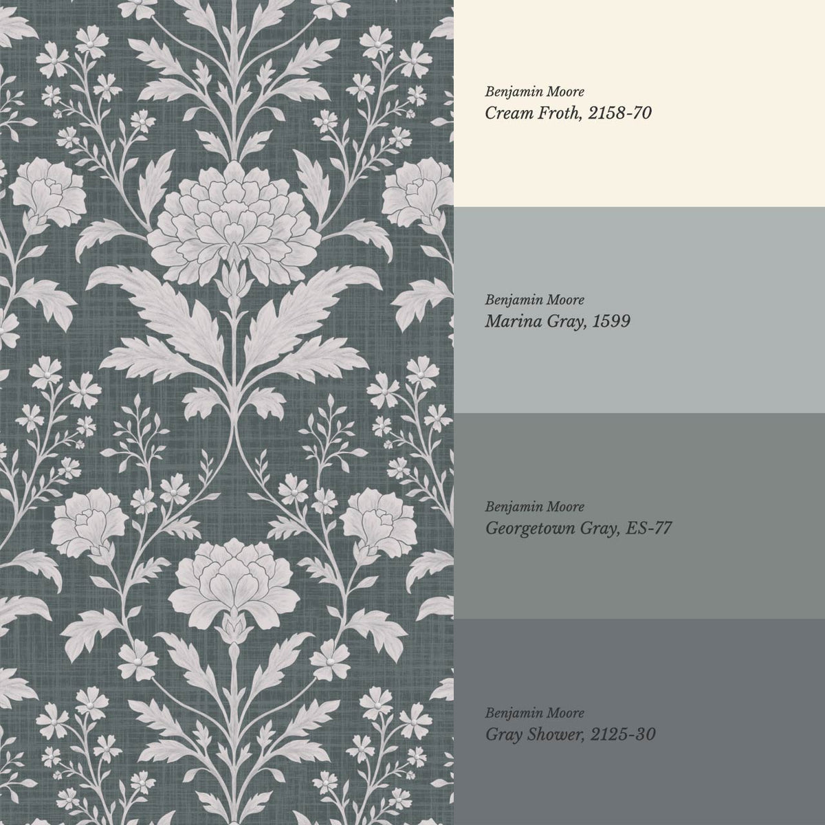 Elena Heirloom Garden Slate Smoke Wallpaper