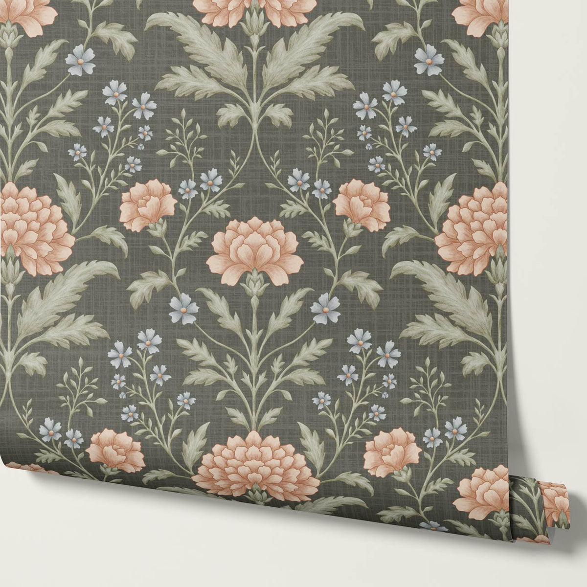 Elena Heirloom Garden Deep Olive Sage Clay Wallpaper