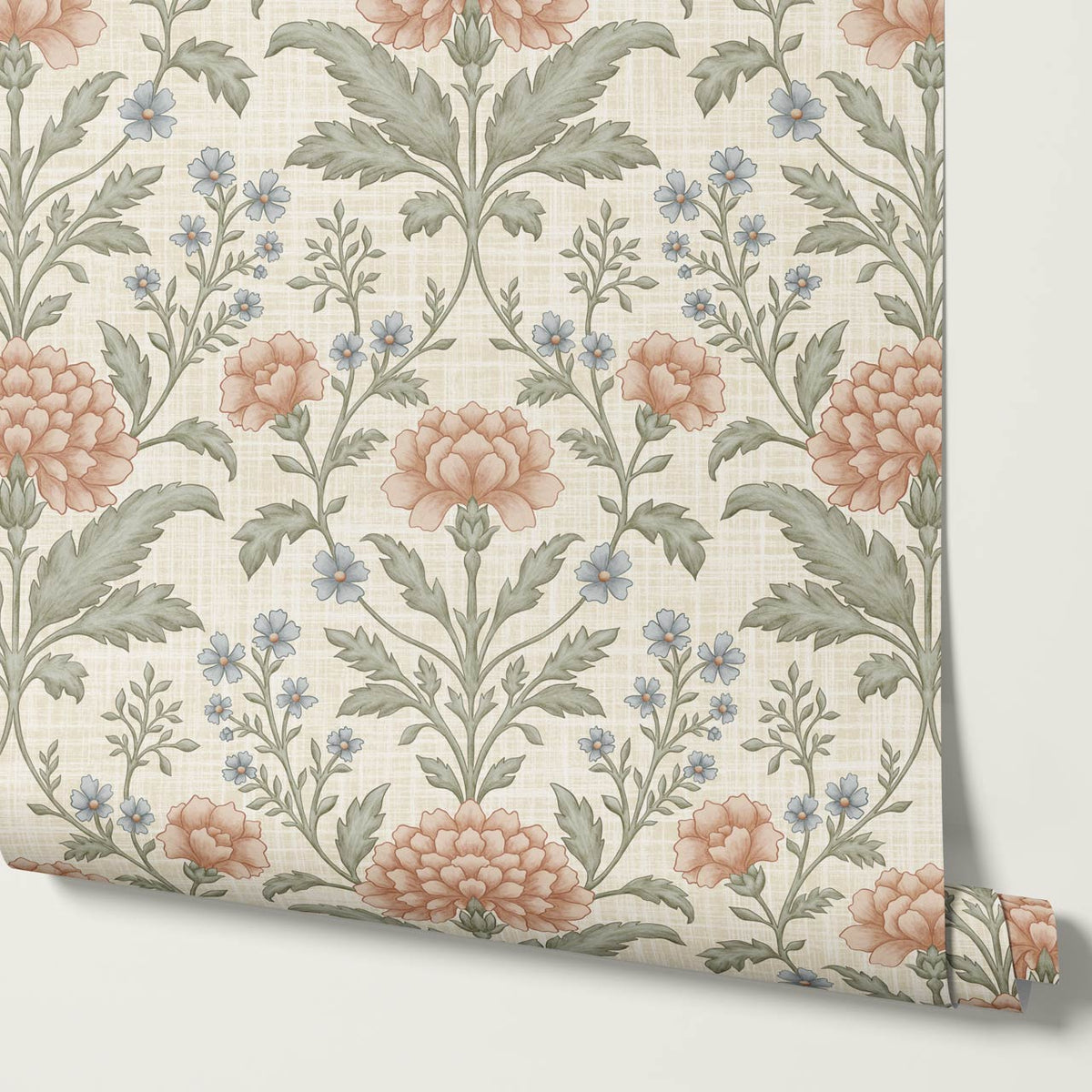 Elena Heirloom Garden Ivory Clay Sage Wallpaper