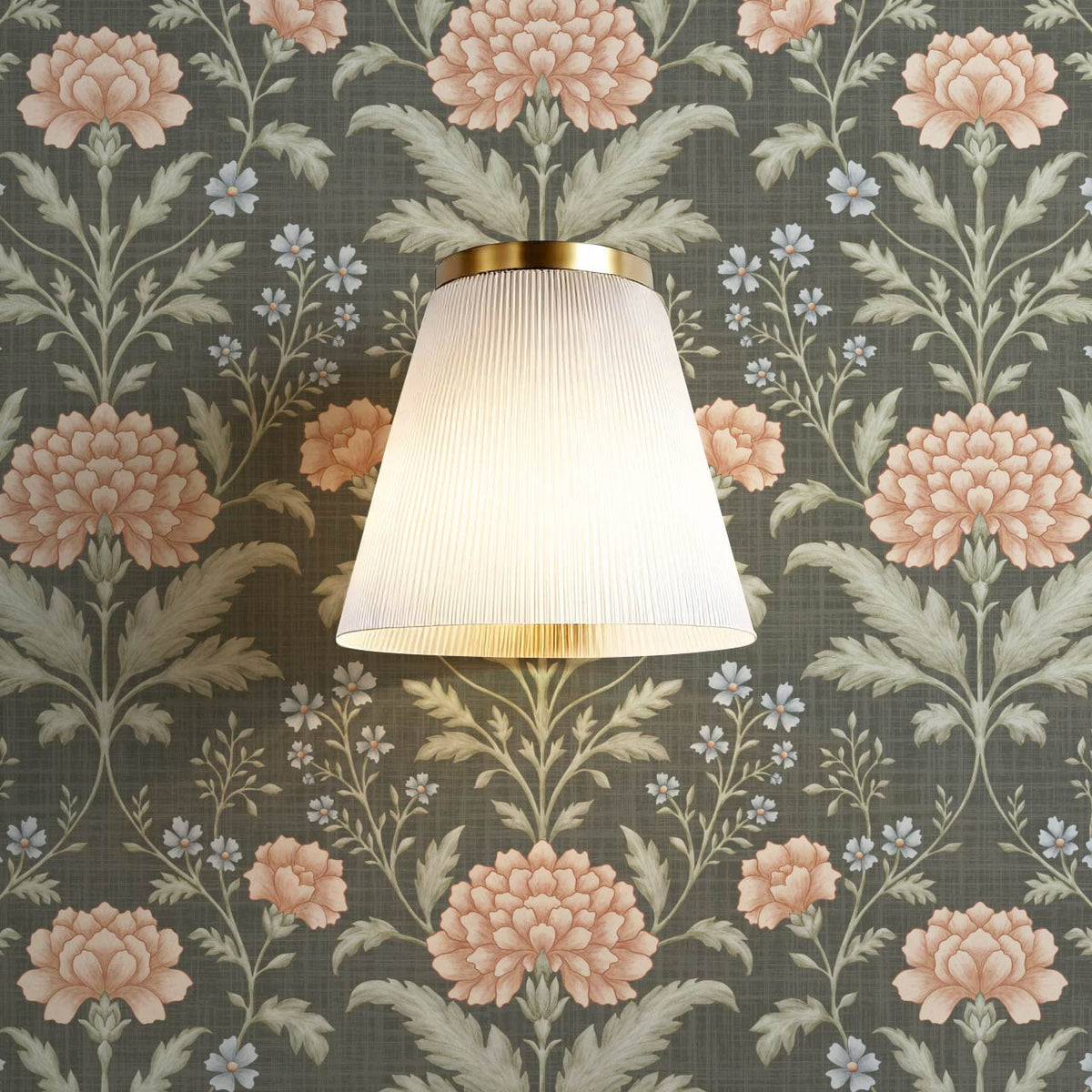 Elena Heirloom Garden Deep Olive Sage Clay Wallpaper