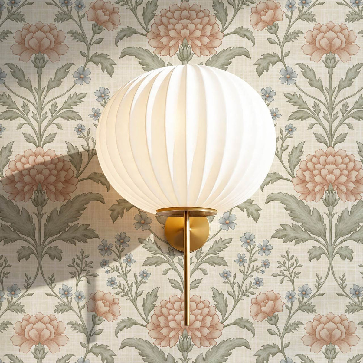 Elena Heirloom Garden Ivory Clay Sage Wallpaper