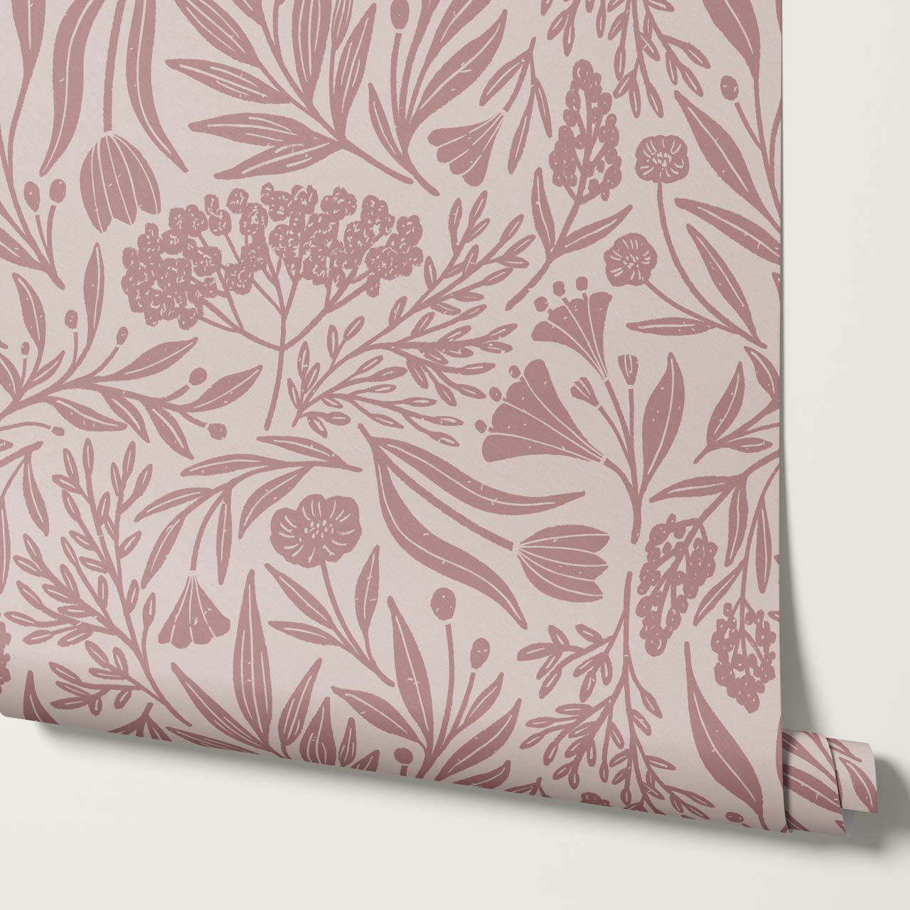 Elene Garden Blush Mauve Wallpaper