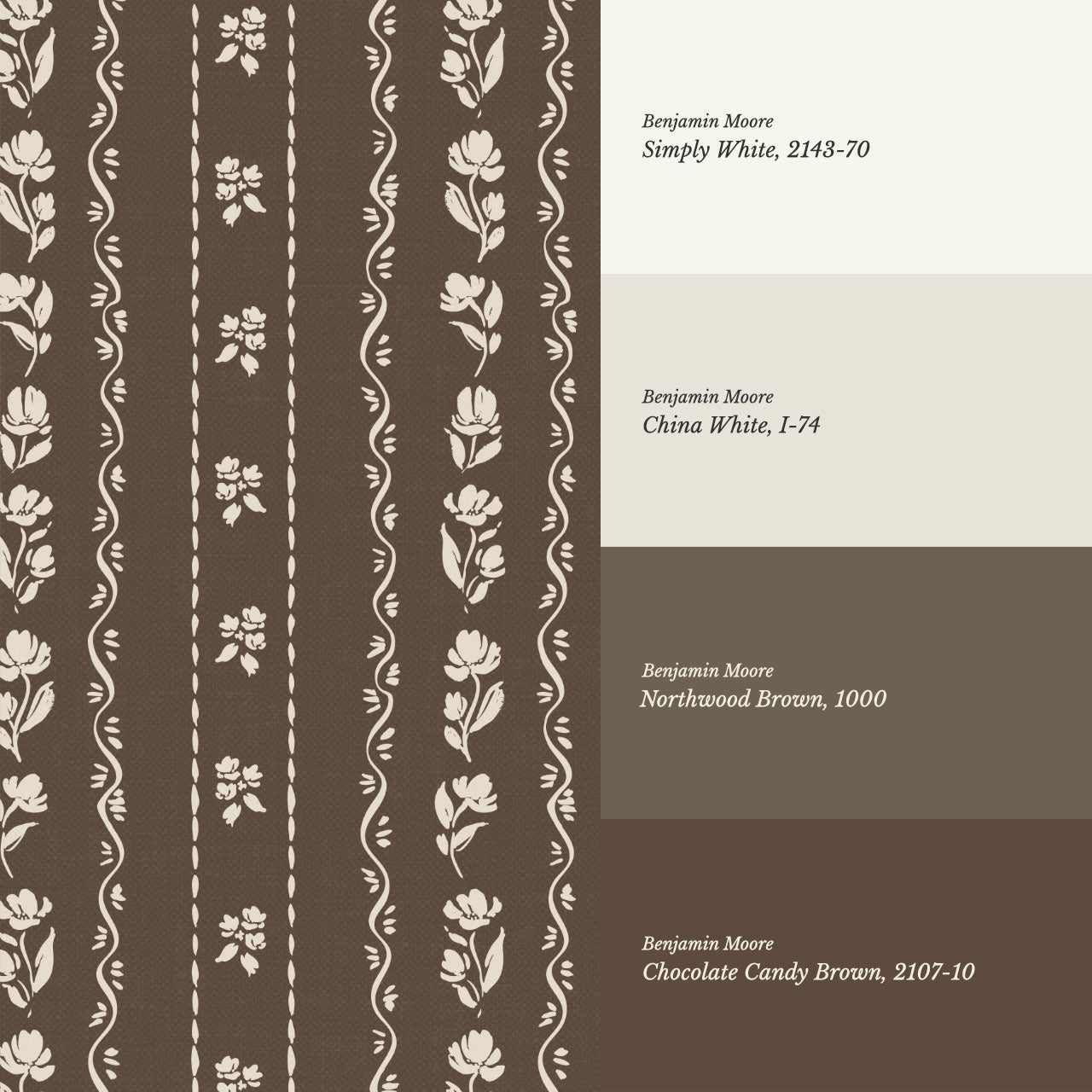 Elina Floral Vines Chocolate Wallpaper