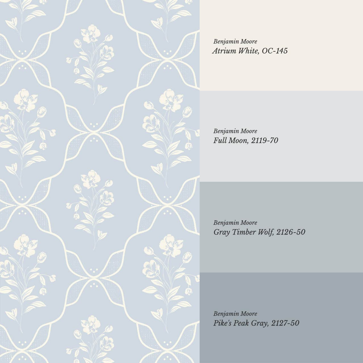 Elisa Floral Ogee Sky Cream Wallpaper