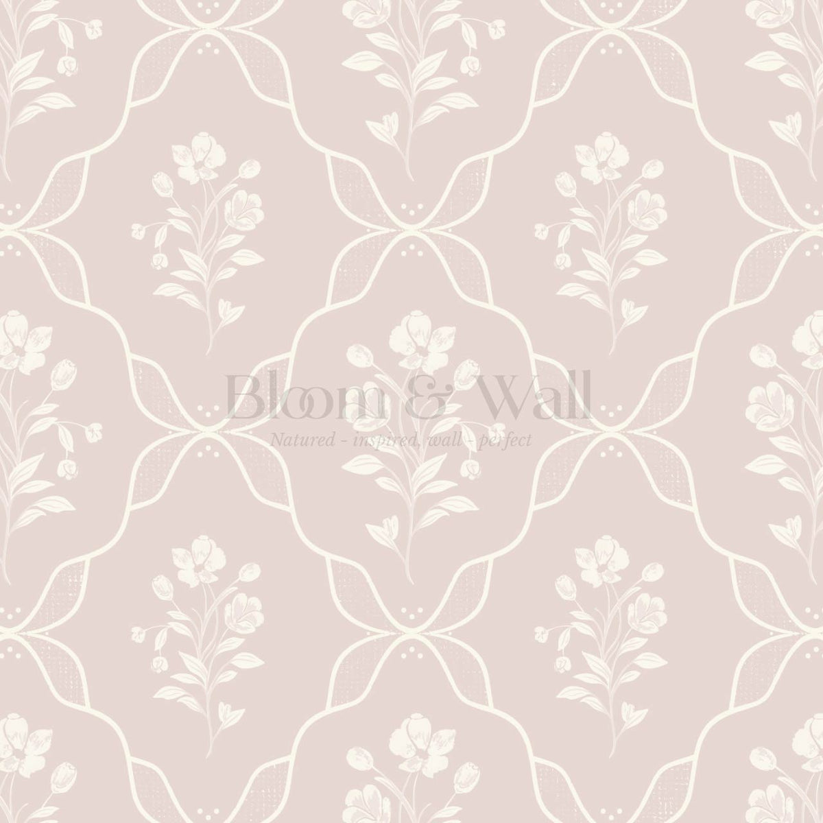 Elisa Floral Ogee Mauve Cream Wallpaper